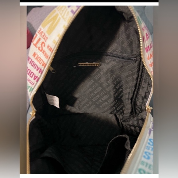 Steve Madden Handbag Backpack Purse. White Multicolor Logo Convertible Tote Bag - Picture 5 of 8